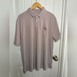 Collegiate Outfitters Embroidered Texas A&M Striped Polo Large Maroon White